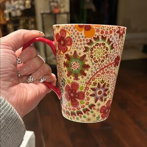 Starbucks Floral Mug with Red Handle